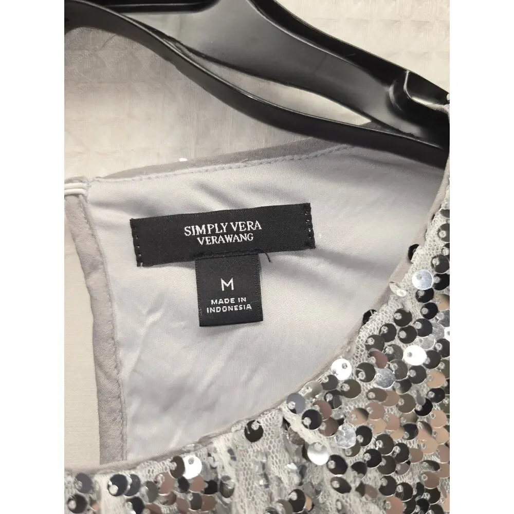 Simply Vera Vera Wang Gold Sequin Blouse Balloon Sleeve Party Top Size Medium - Picture 2 of 6